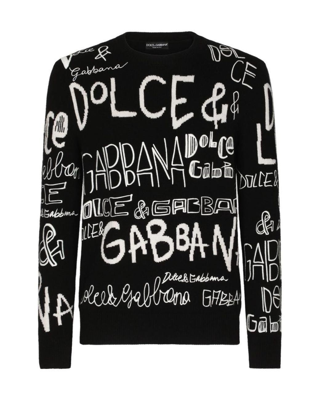 Dolce & Gabbana Black Logo-Detail Crew-Neck Jumper for men
