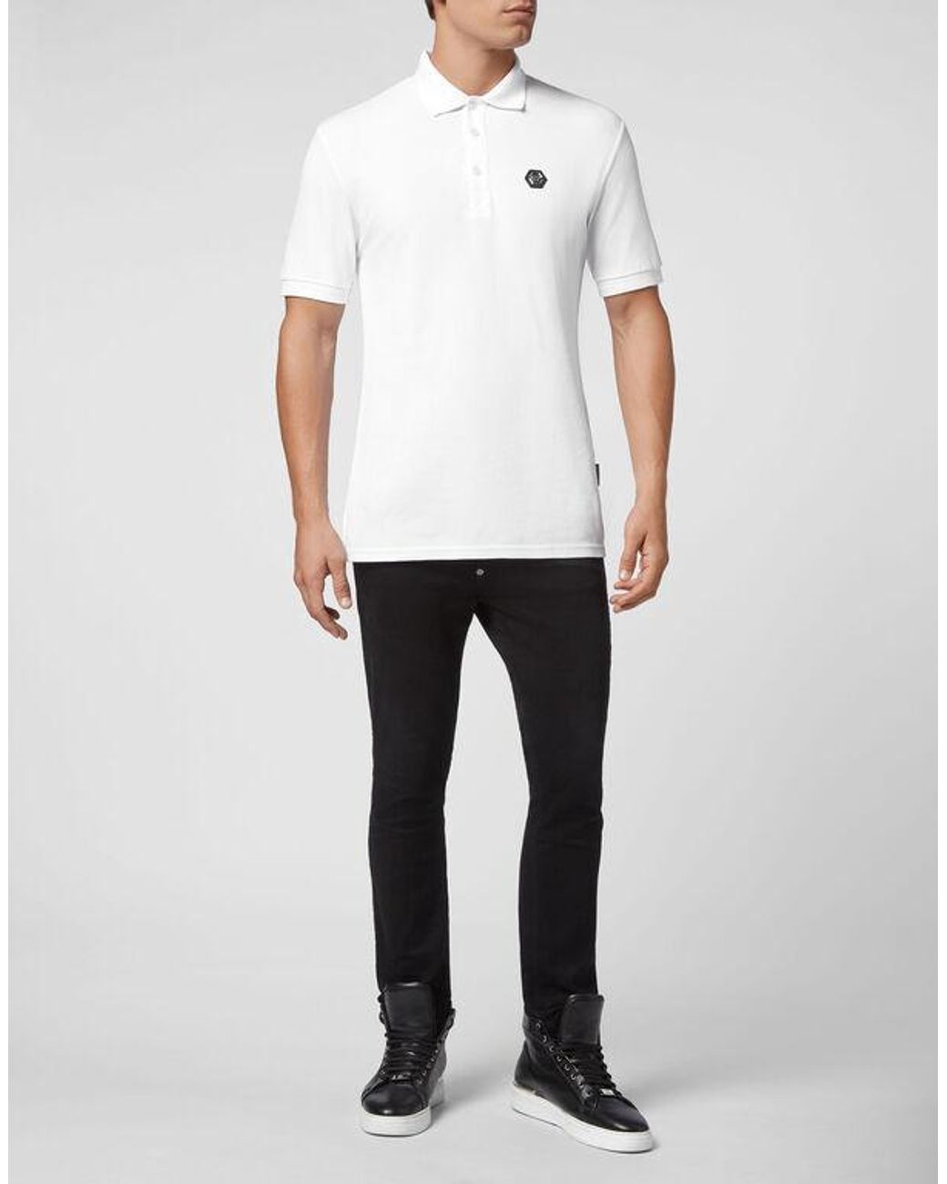 Philipp Plein White Logo Polo Shirt for men
