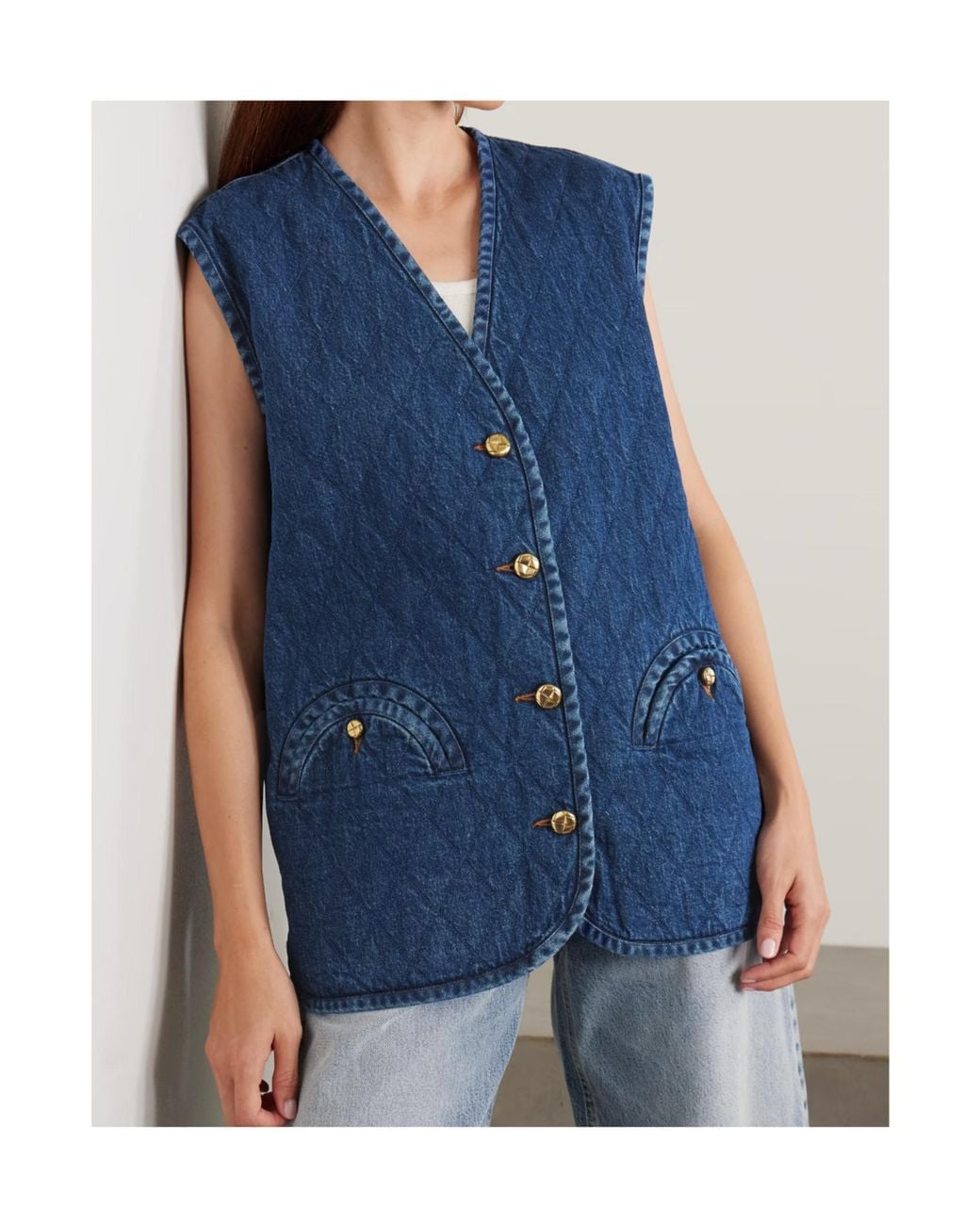Blazé Milano Blue Suffolk Padded Quilted Denim Vest