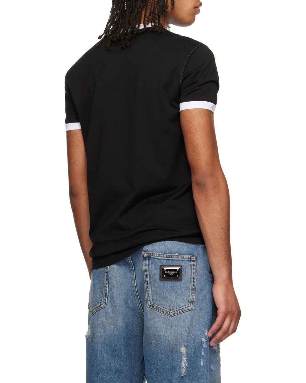 Dolce & Gabbana Black Dg Printed Crewneck T-Shirt for men