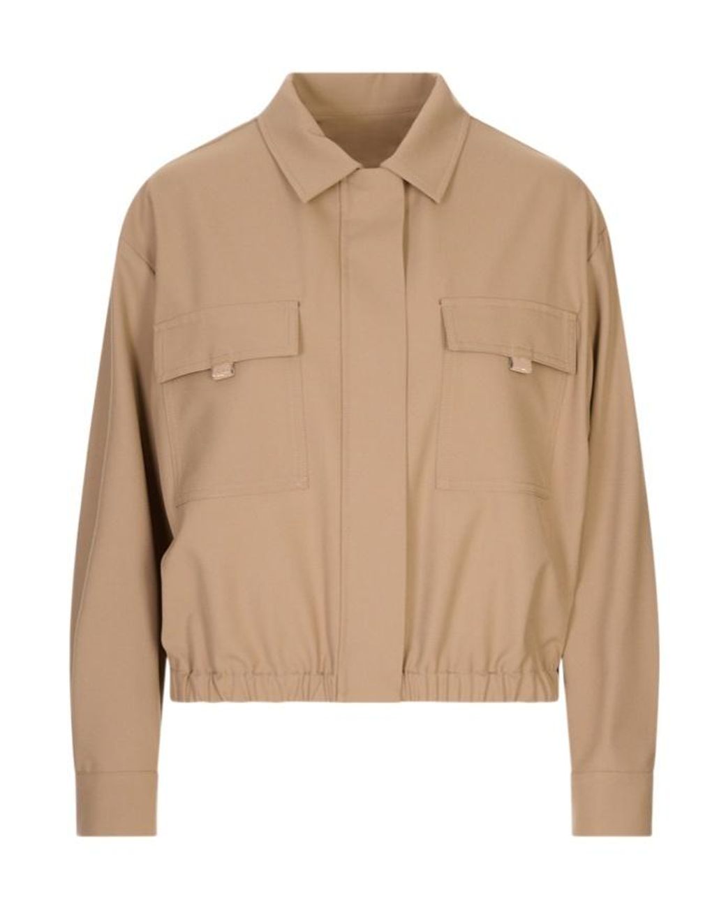 Fabiana Filippi Natural Chest-Pocket Elasticated-Hem Jacket