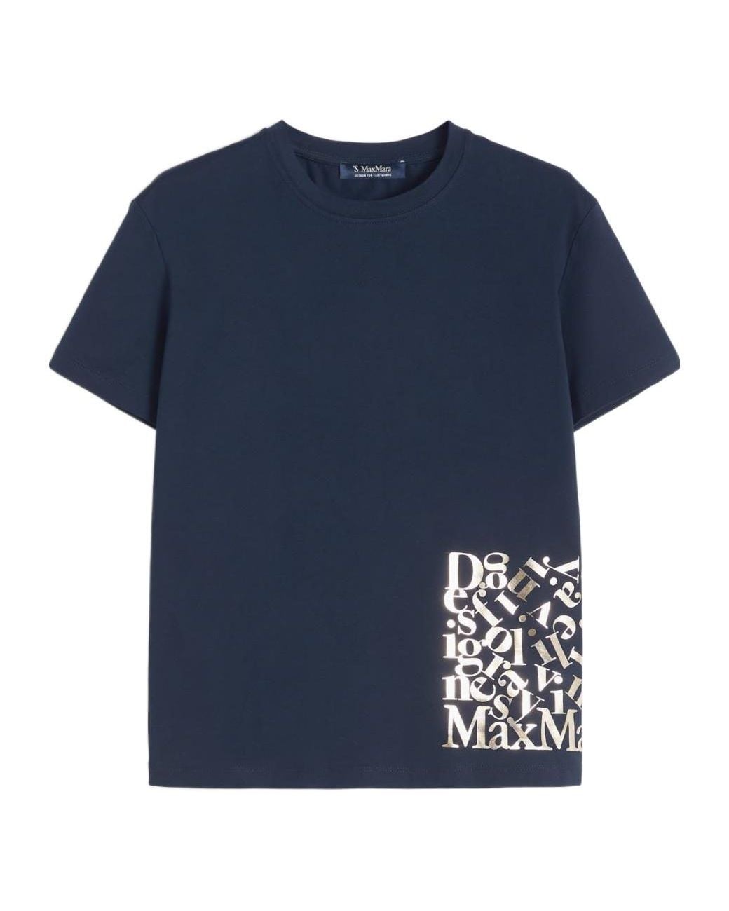 Max Mara Blue Edile Logo Printed Crewneck T-Shirt