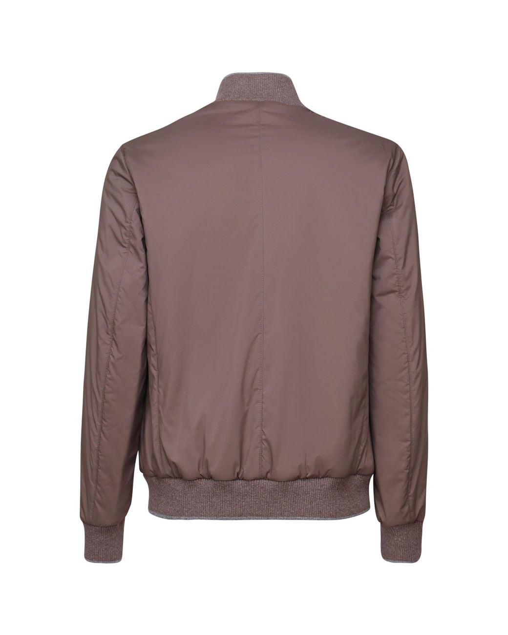 Fedeli Brown Long Sleeved High Neck Bomber Jacket for men