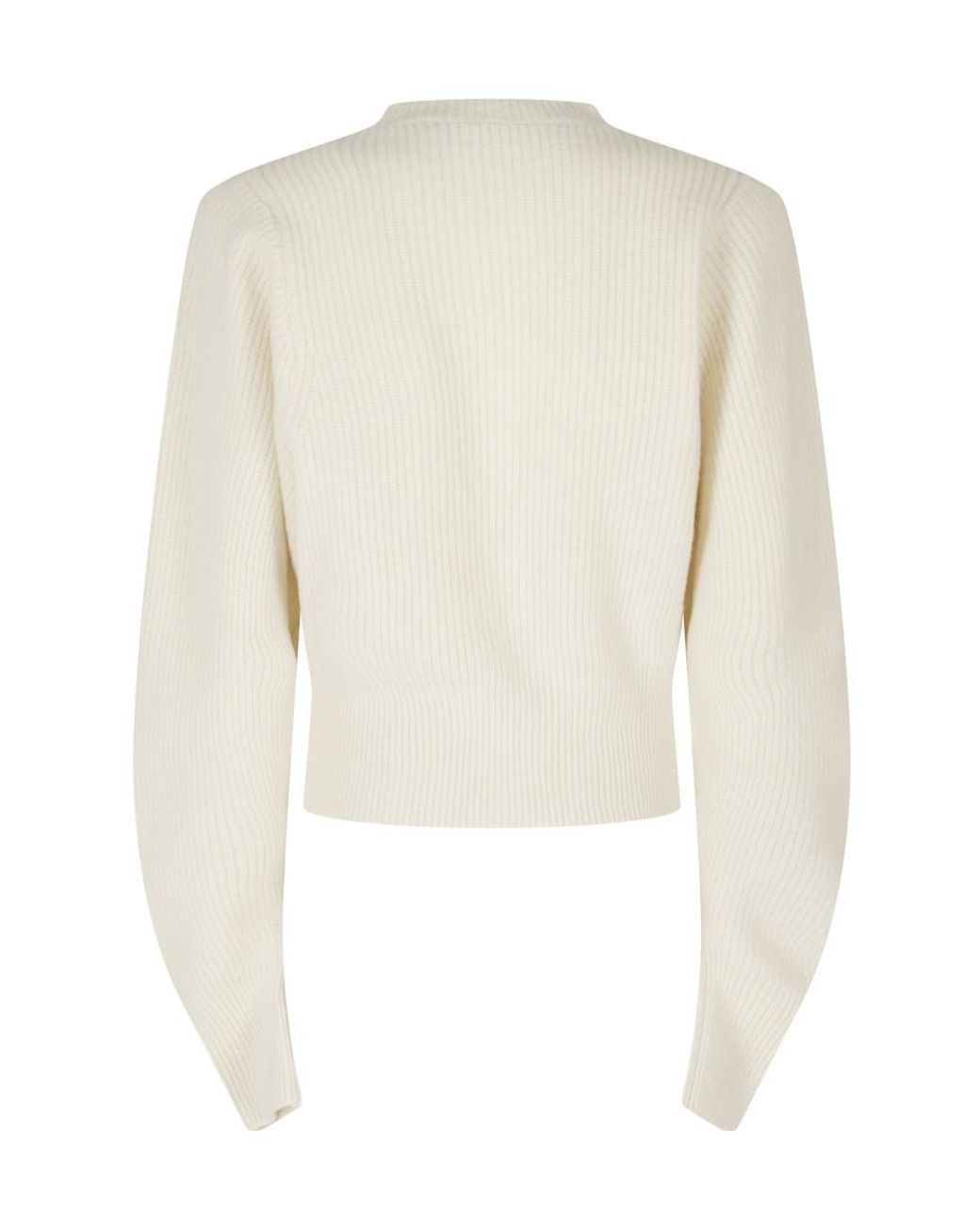 FEDERICA TOSI White Balloon-Sleeve Knitted Sweater