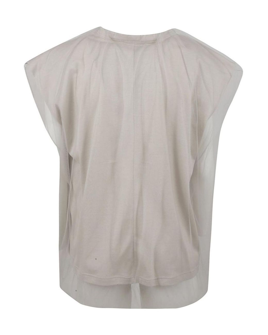 Fabiana Filippi Gray Sheer Overlay Cap-Sleeved T-Shirt