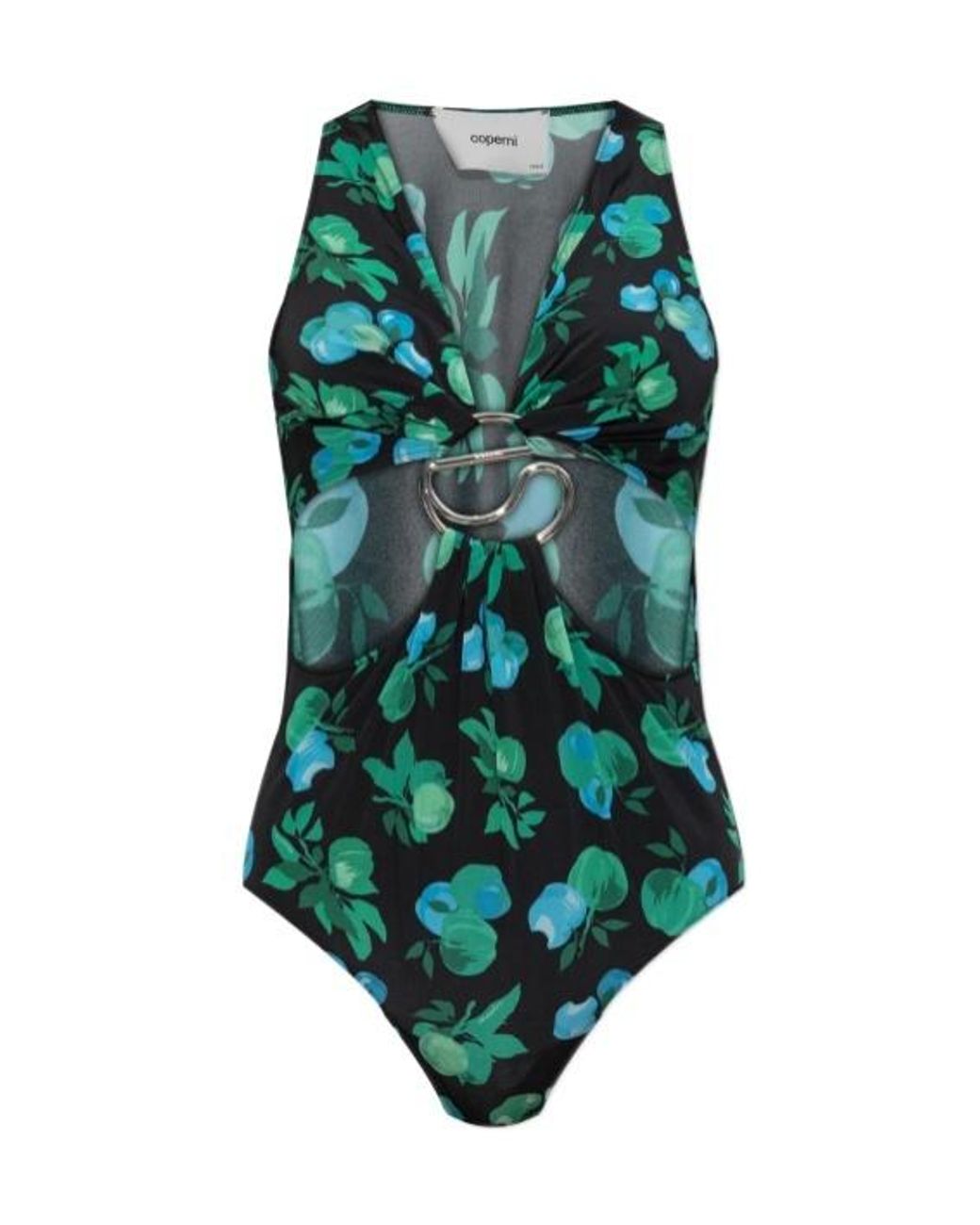 Coperni Green Floral-Print Bodysuit