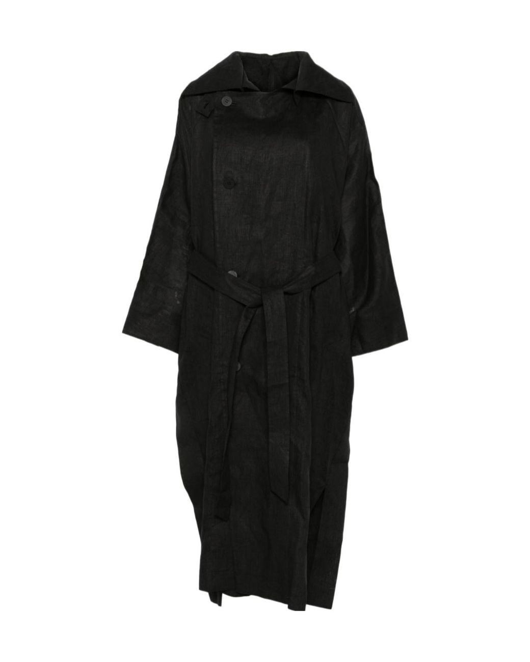 Issey Miyake Black Hempen Coat