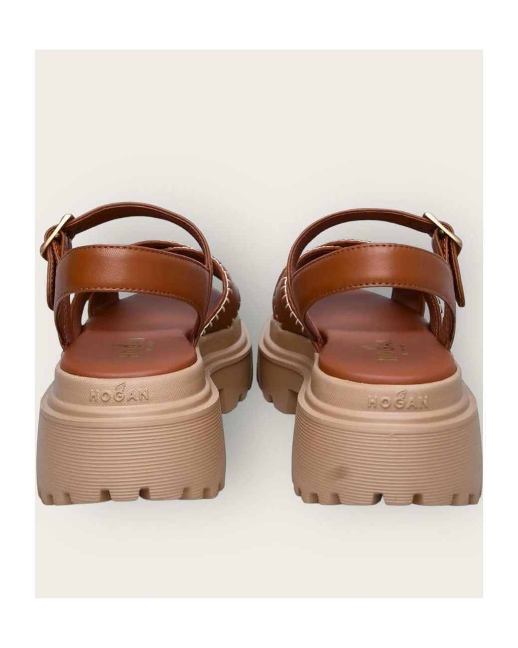 Hogan Brown Open Toe Flat Sandals