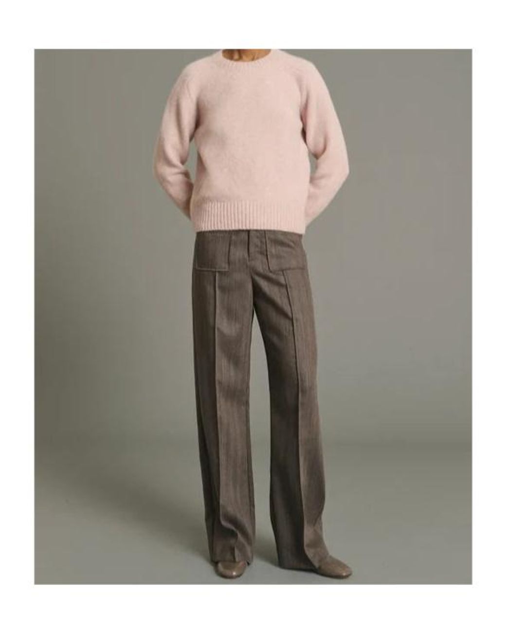 Soeur Pink Ribbed-Trim Sweater