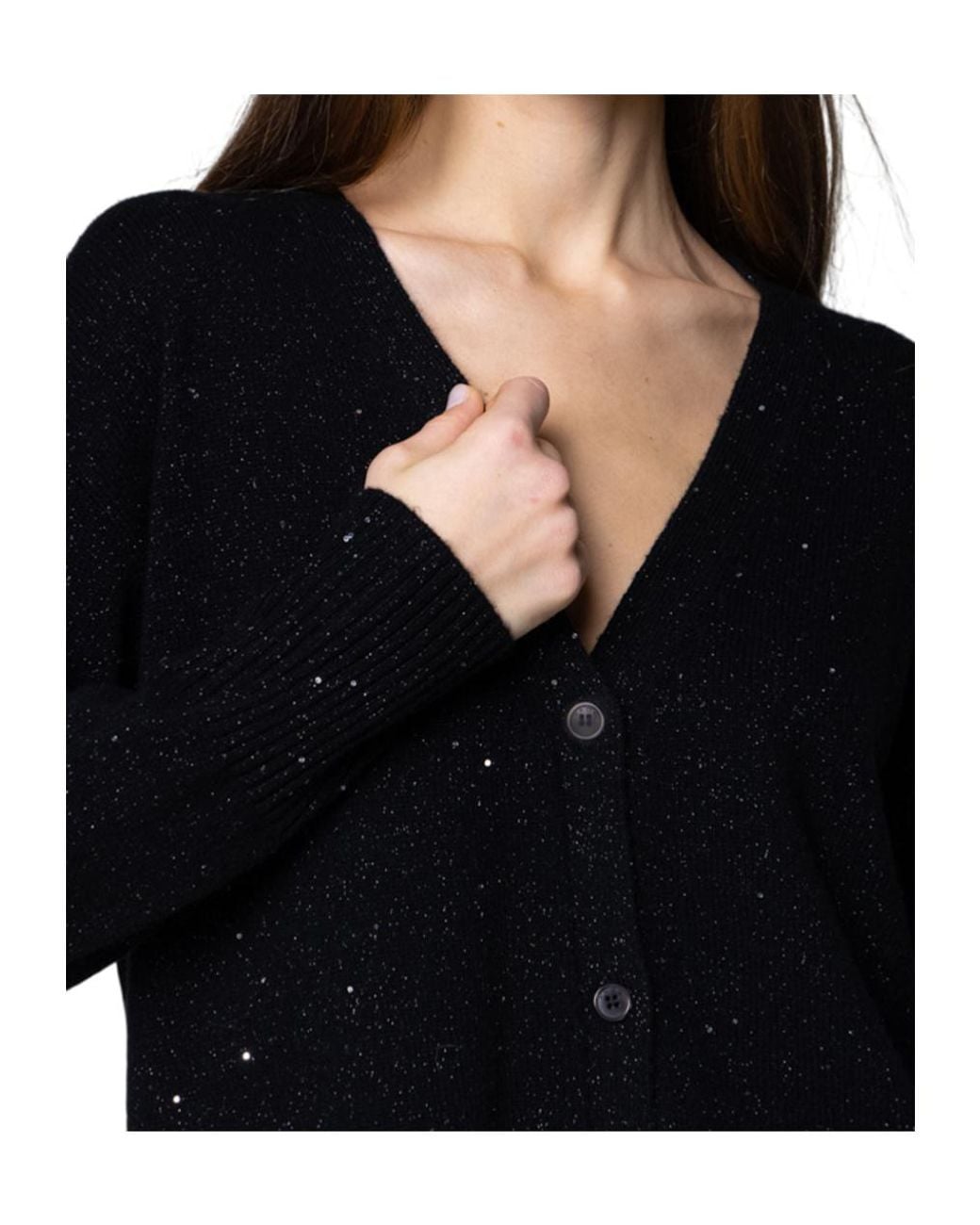 Kaos Black Long-Sleeved Knitted Cardigan