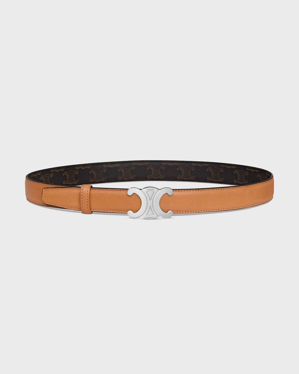 Céline White Triumphal Brand Belt Buckles And Reversible Leather Belts