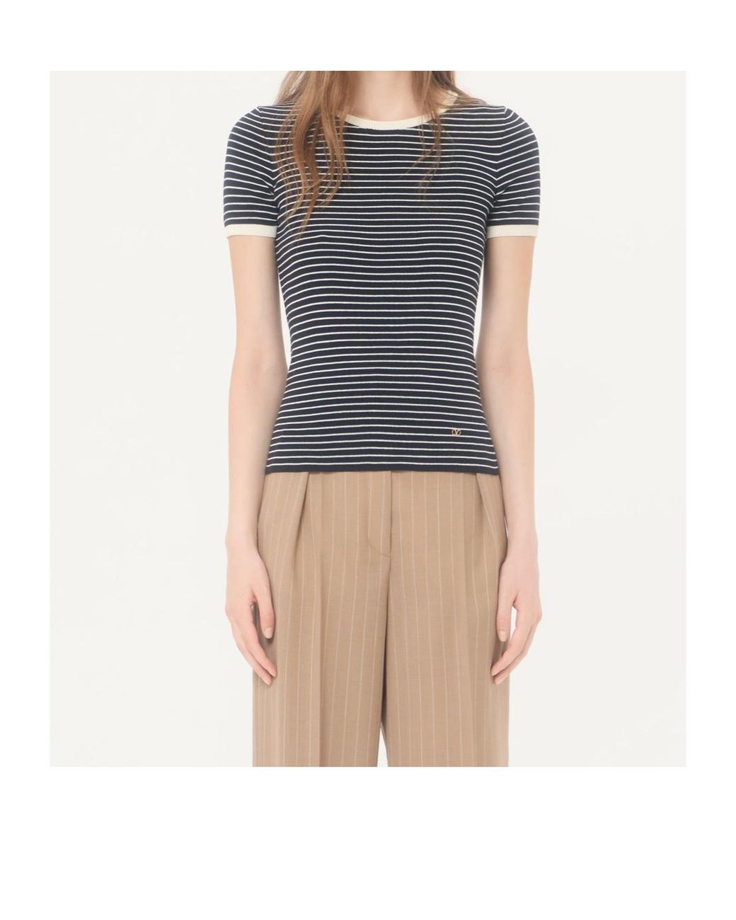 Valentino Blue Vlogo Signature Striped T-Shirt