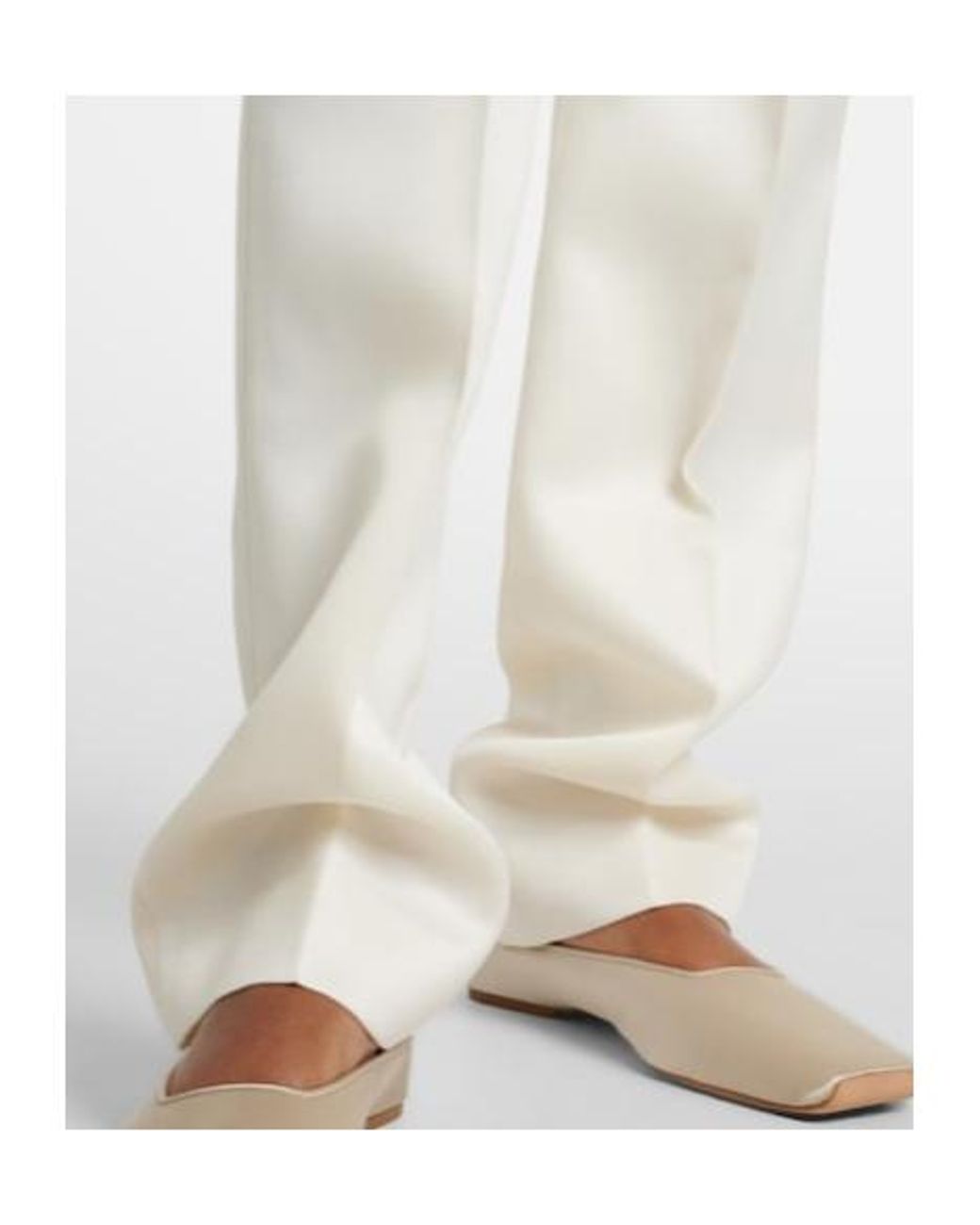 Calvin Klein White Lucia High-Rise Wool And Silk Slim Pants