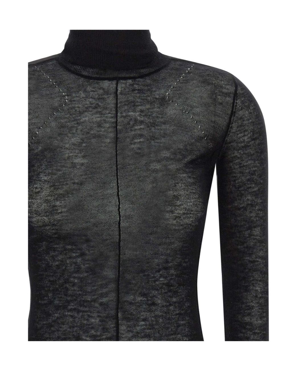 Elisabetta Franchi Black Sheer Turtleneck Knitted Sweater