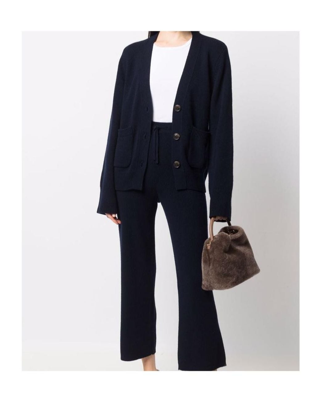 Lisa Yang Blue Danni V-Neck Button-Up Cardigan