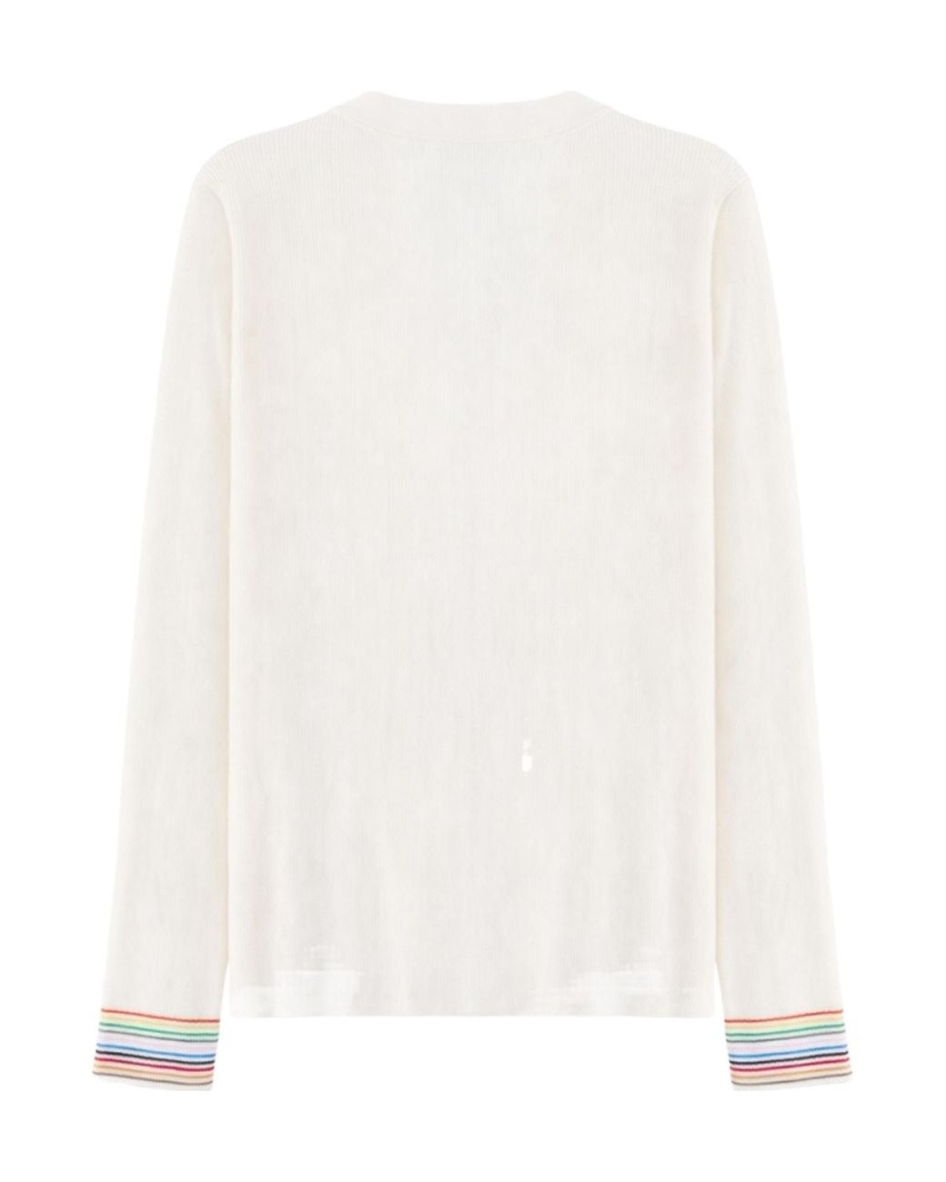 Paul Smith White Henley Cuff-Striped Knitted Sweater