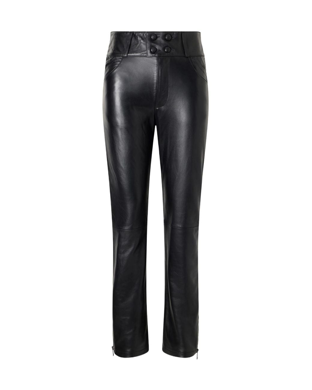 Blazé Milano Black Leather Straight-Leg Pants