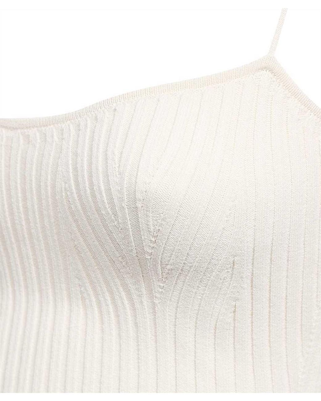 Khaite White The Ziggy Knitted Top
