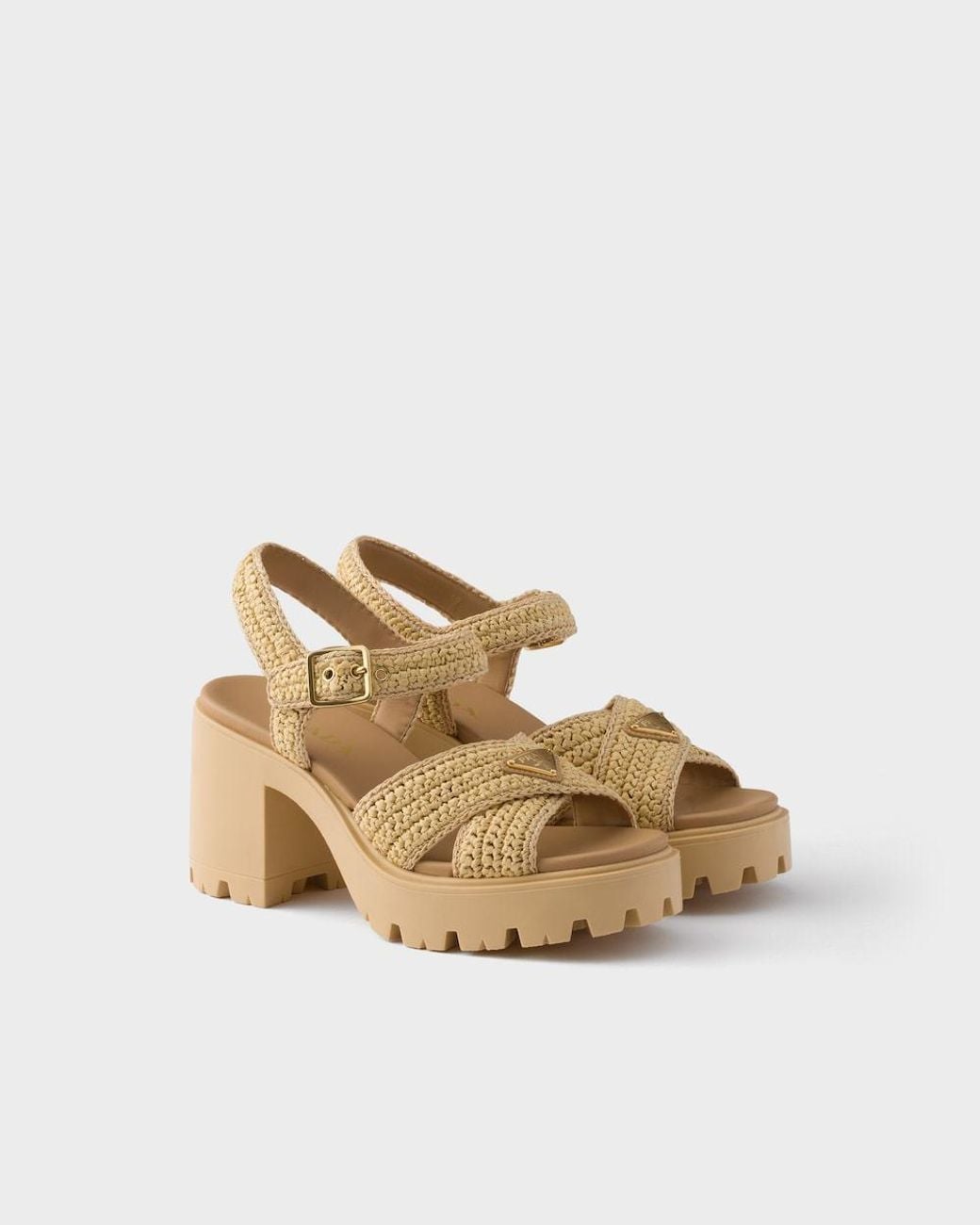 Prada Metallic Crochet Sandals