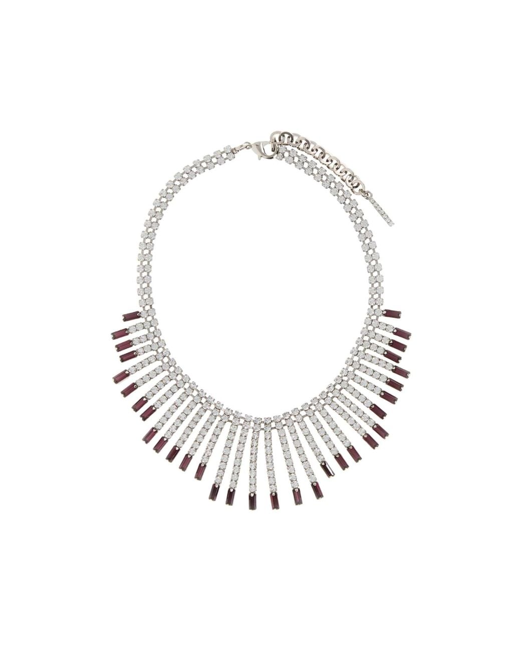 Alessandra Rich White Crystal Fringe Necklace