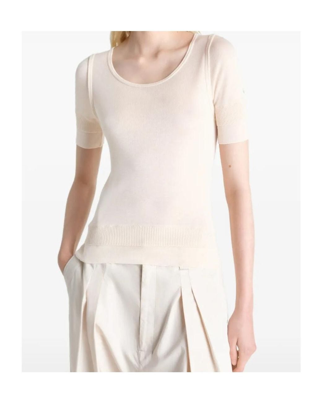 Lemaire White Trompe L'Oeil Ribbed Top