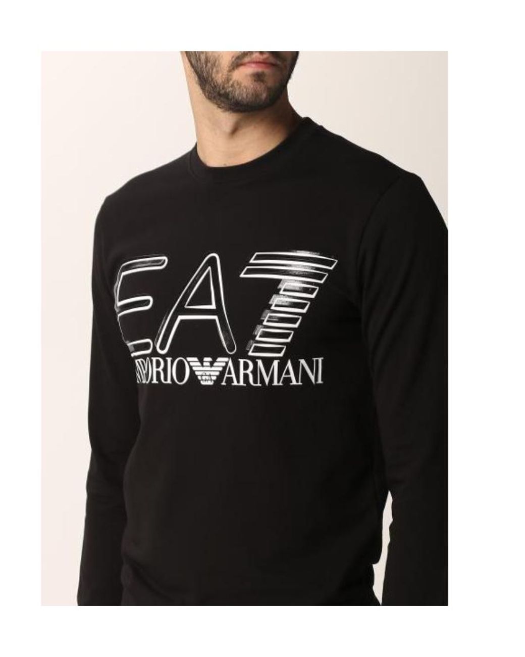 EA7 Black Logo-Print Sweatshirt for men