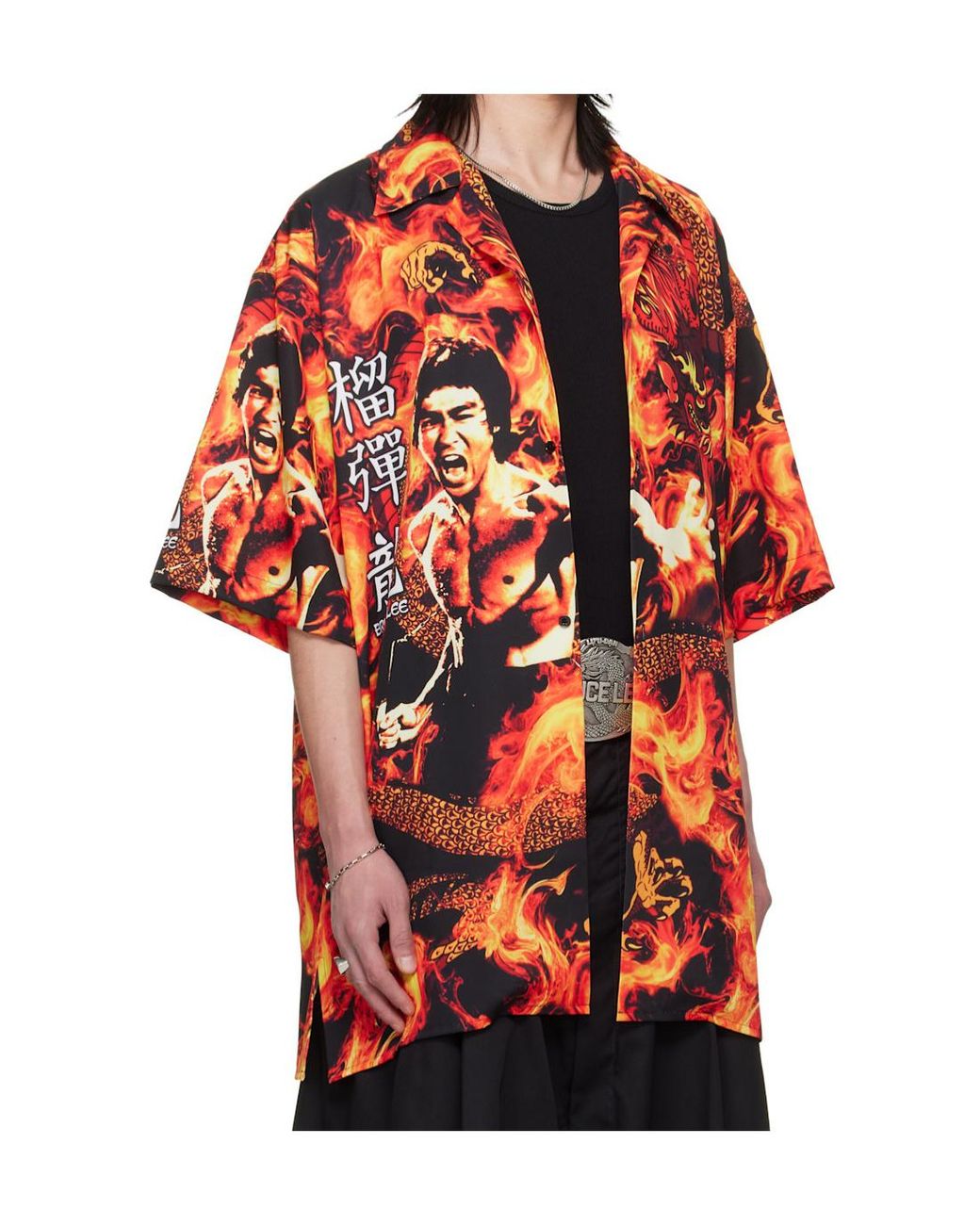 Lu'u Dan Red Bruce Lee X Collaboration Sleaze Short-Sleeve Shirt for men