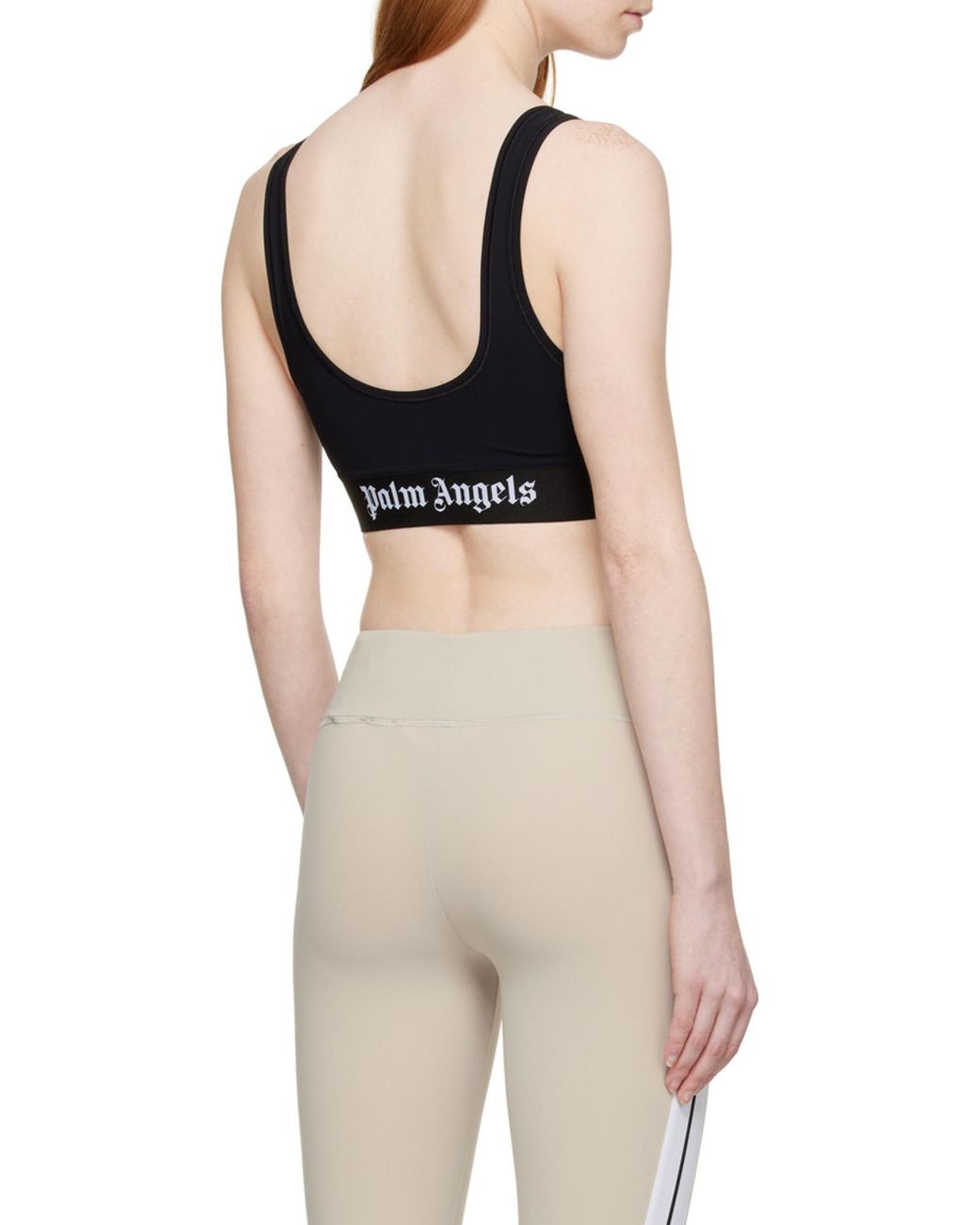 Palm Angels Black Scoop Neck Cropped Vest Top