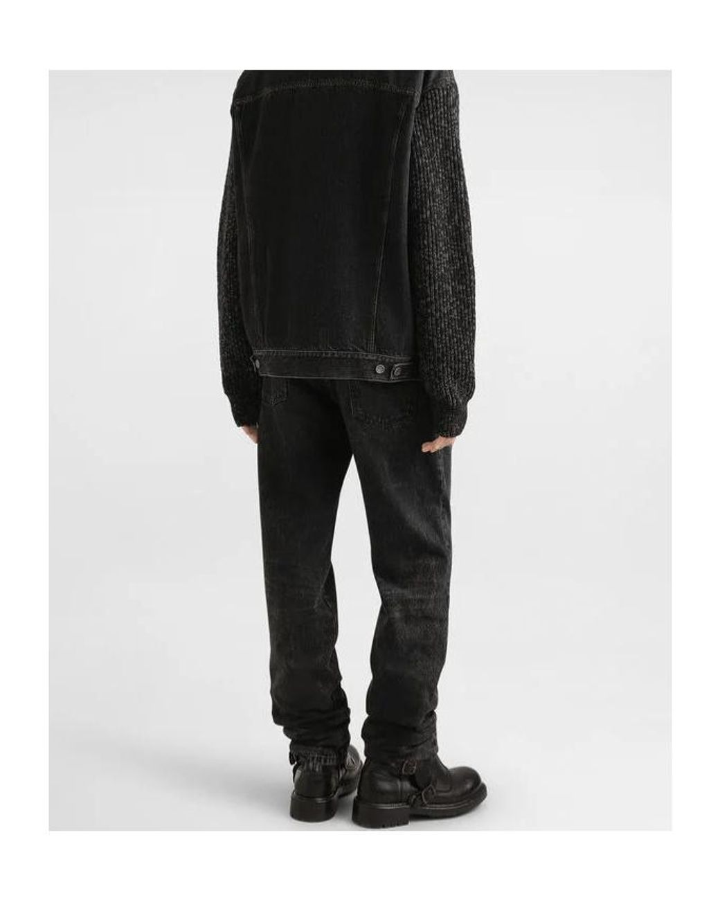Dolce & Gabbana Black Logo Plaque Straight-Leg Jeans for men