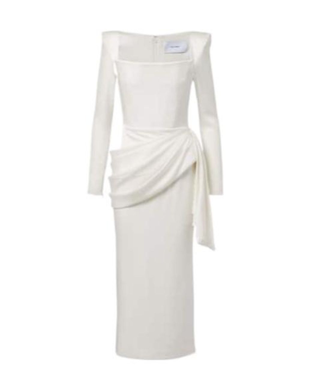 Alex Perry White Bridal Draped Crepe Satin Bustier Gown
