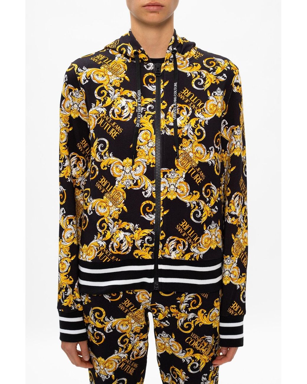 Versace Jeans Black Baroque Print Casual Jacket
