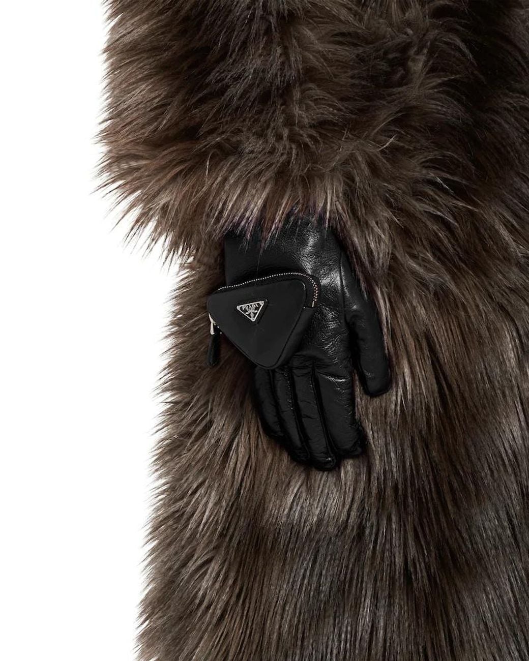 Prada Black Logo Pouch-Detailed Gloves