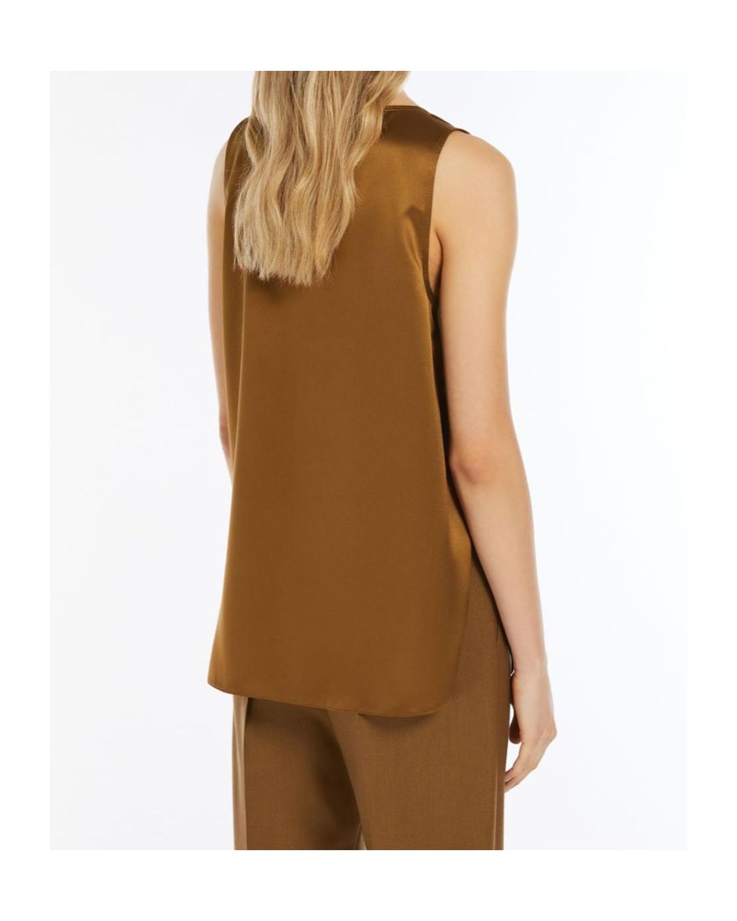 Max Mara Brown Filly V-Neck Sleeveless Top