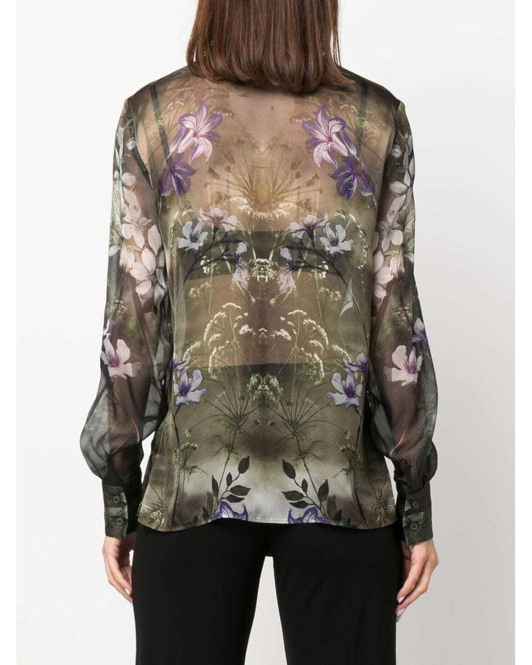 Alberta Ferretti Multicolor Floral-Printed Long-Sleeved Shirt