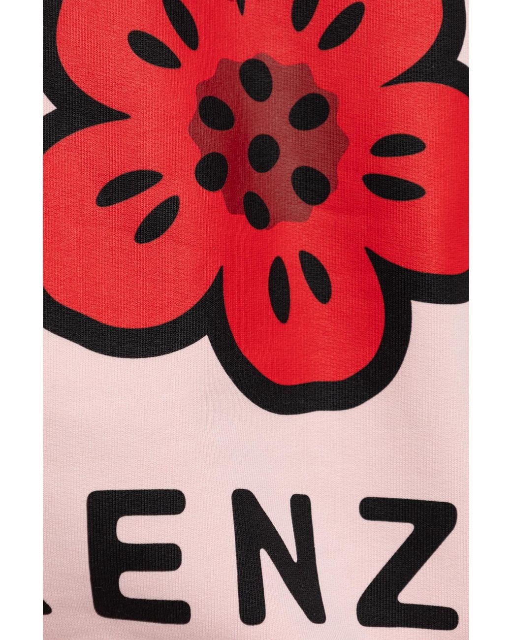 KENZO Pink Logo Patch Drawstring Hoodie