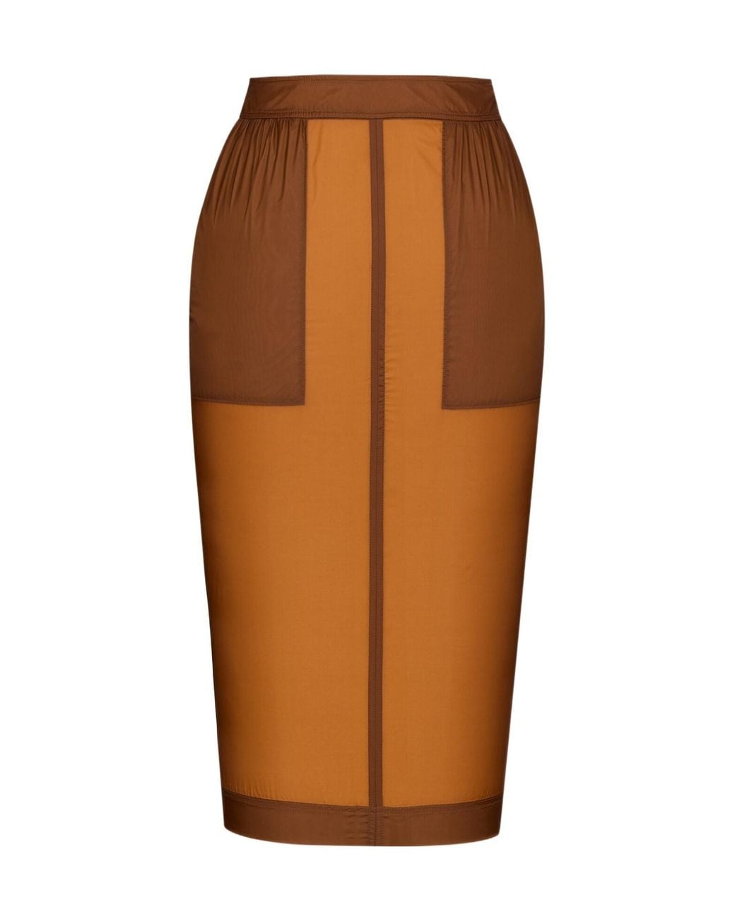 Saint Laurent Brown Back Slit Pencil Skirt