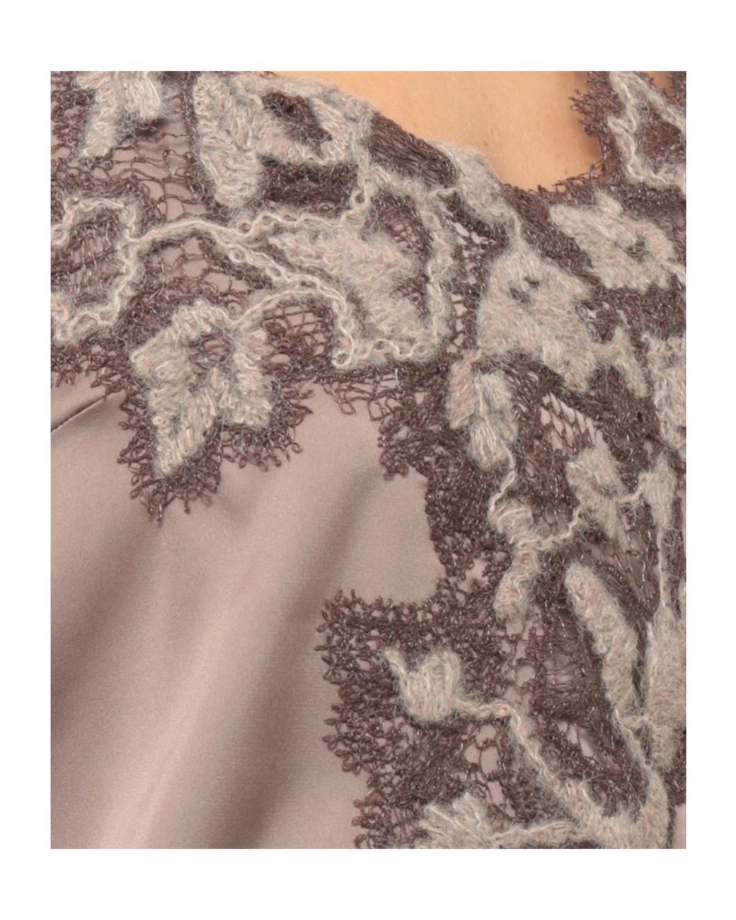 D.exterior Brown Lace Trim Camisole Top