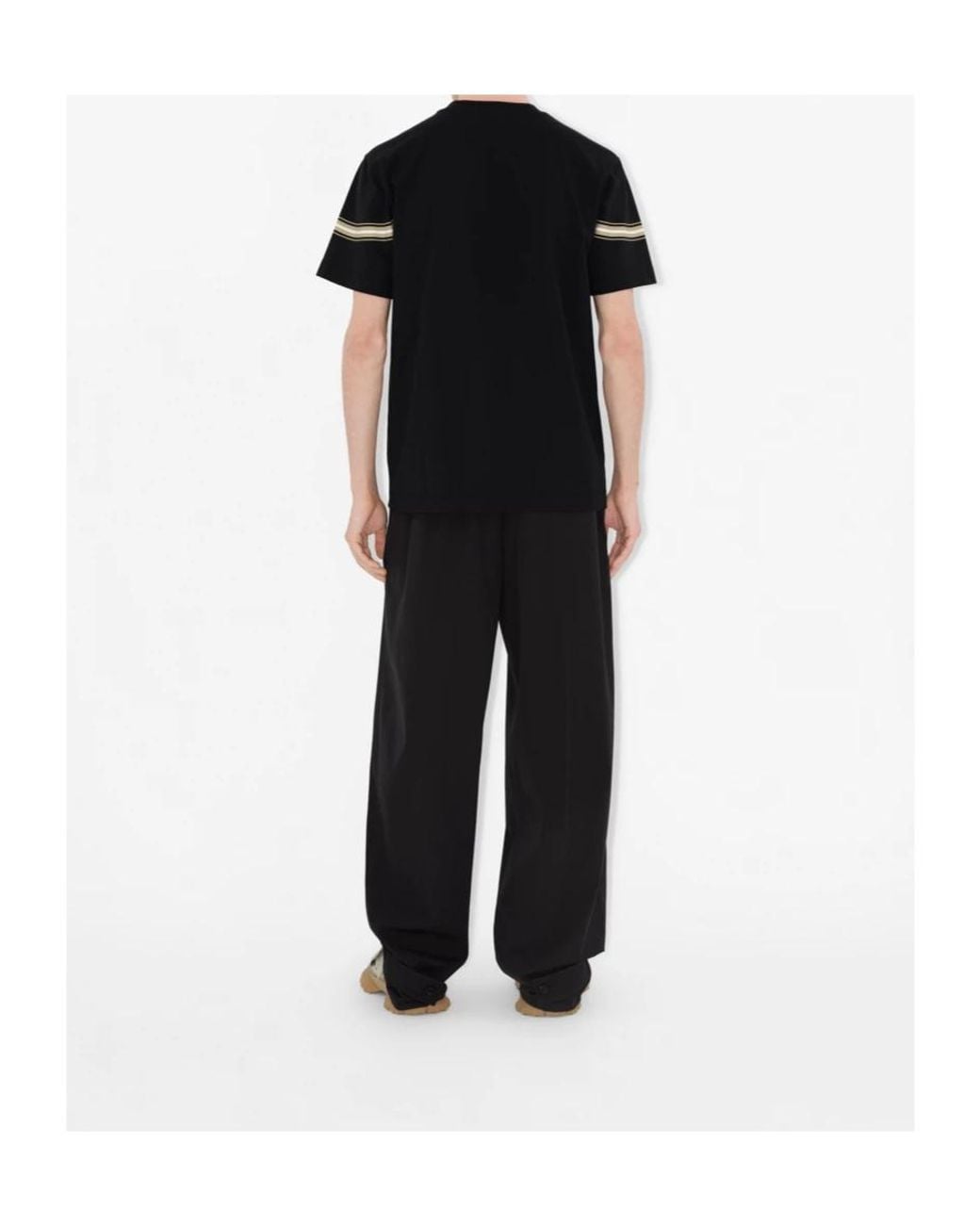 Burberry Black Striped-Detail Cotton T-Shirt for men