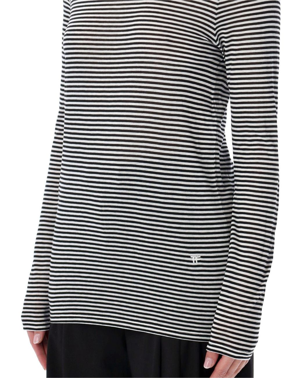 Tom Ford Gray Striped Long-sleeve Viscose Top