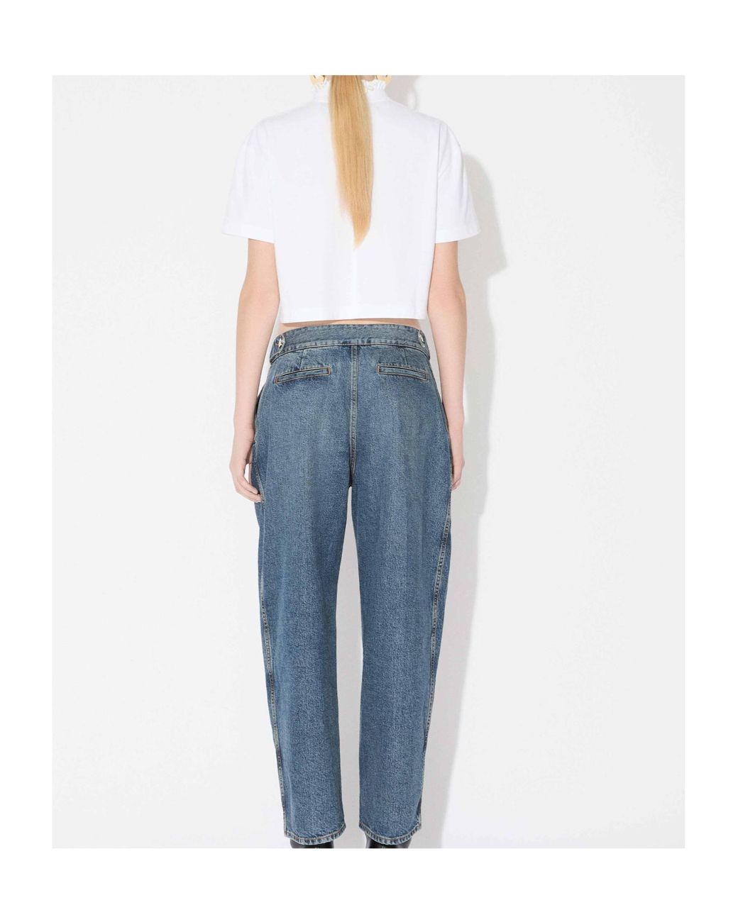 Alaïa White Alaïa High-Neck Cropped T-Shirt