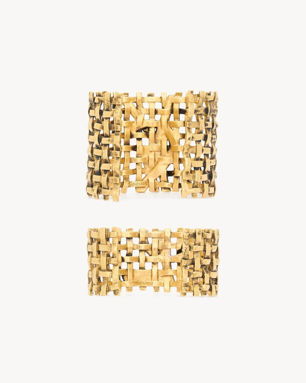 Saint Laurent Metallic Metal Braided Bracelet