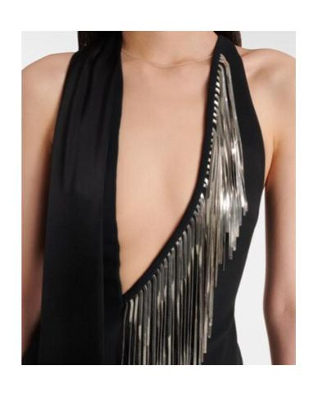 David Koma Black Metal-Trimmed Midi Dress