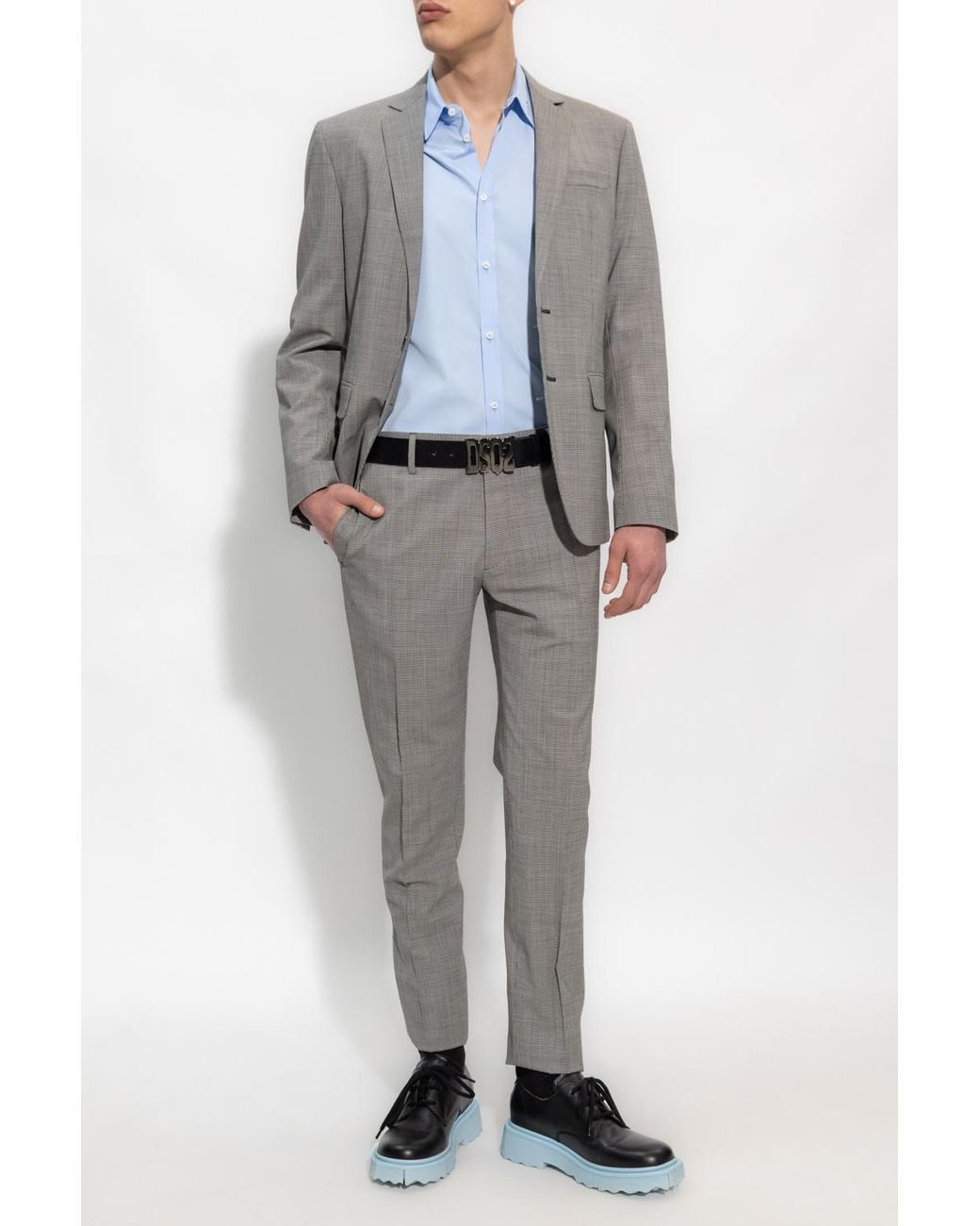 DSquared² Blue Logo-Embroidered Button-Up Shirt for men