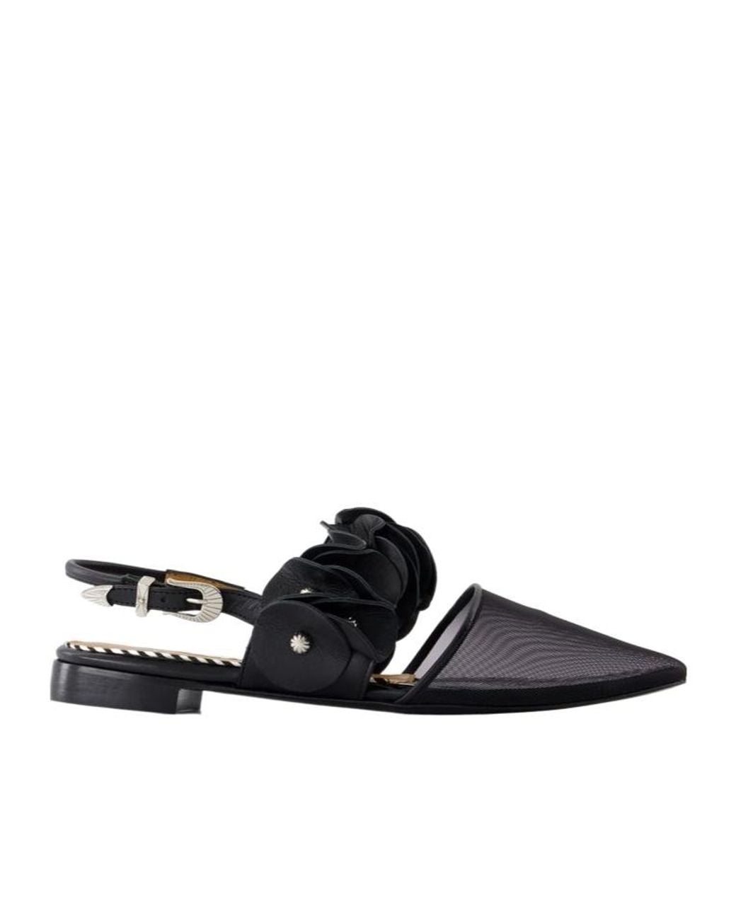 Toga Black Flower Strap Shoes