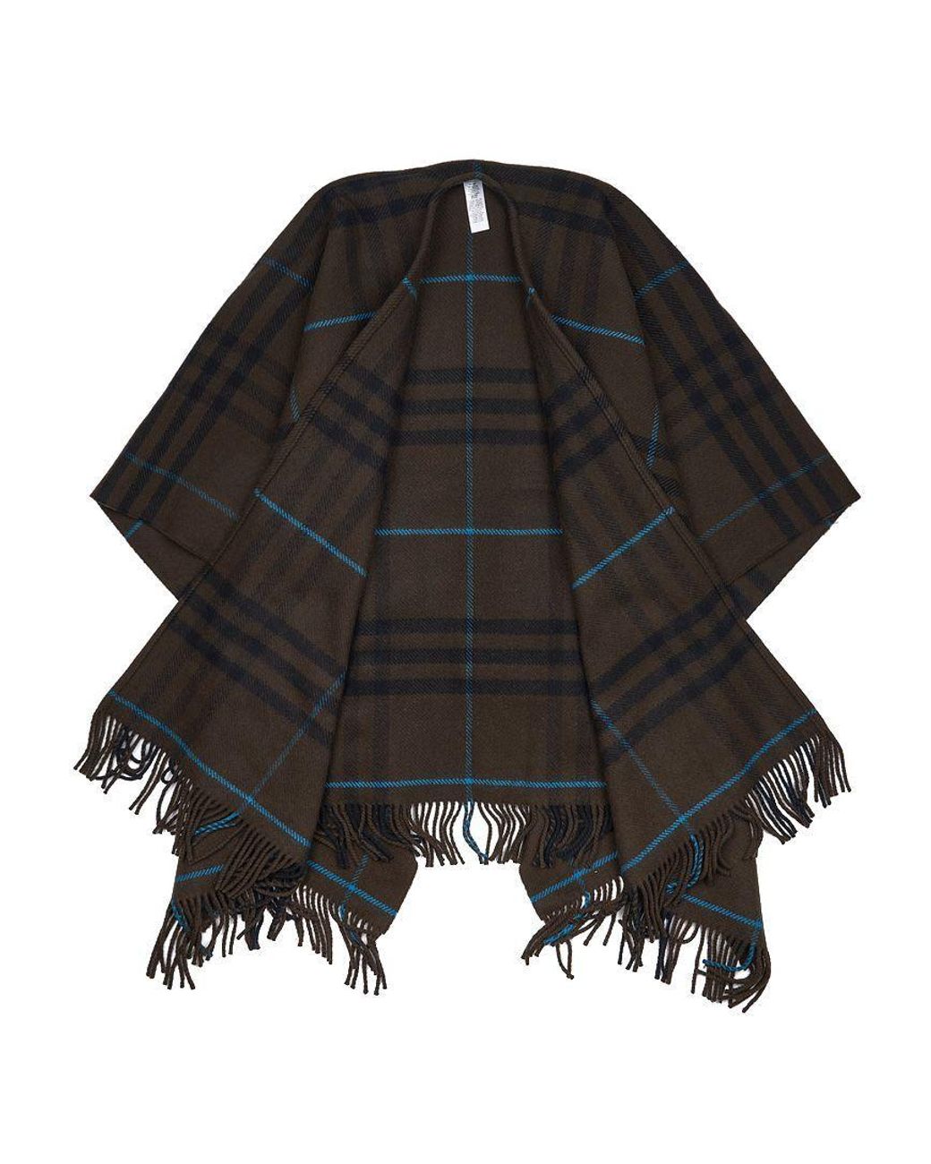 Burberry Black Checked Fringed Cape