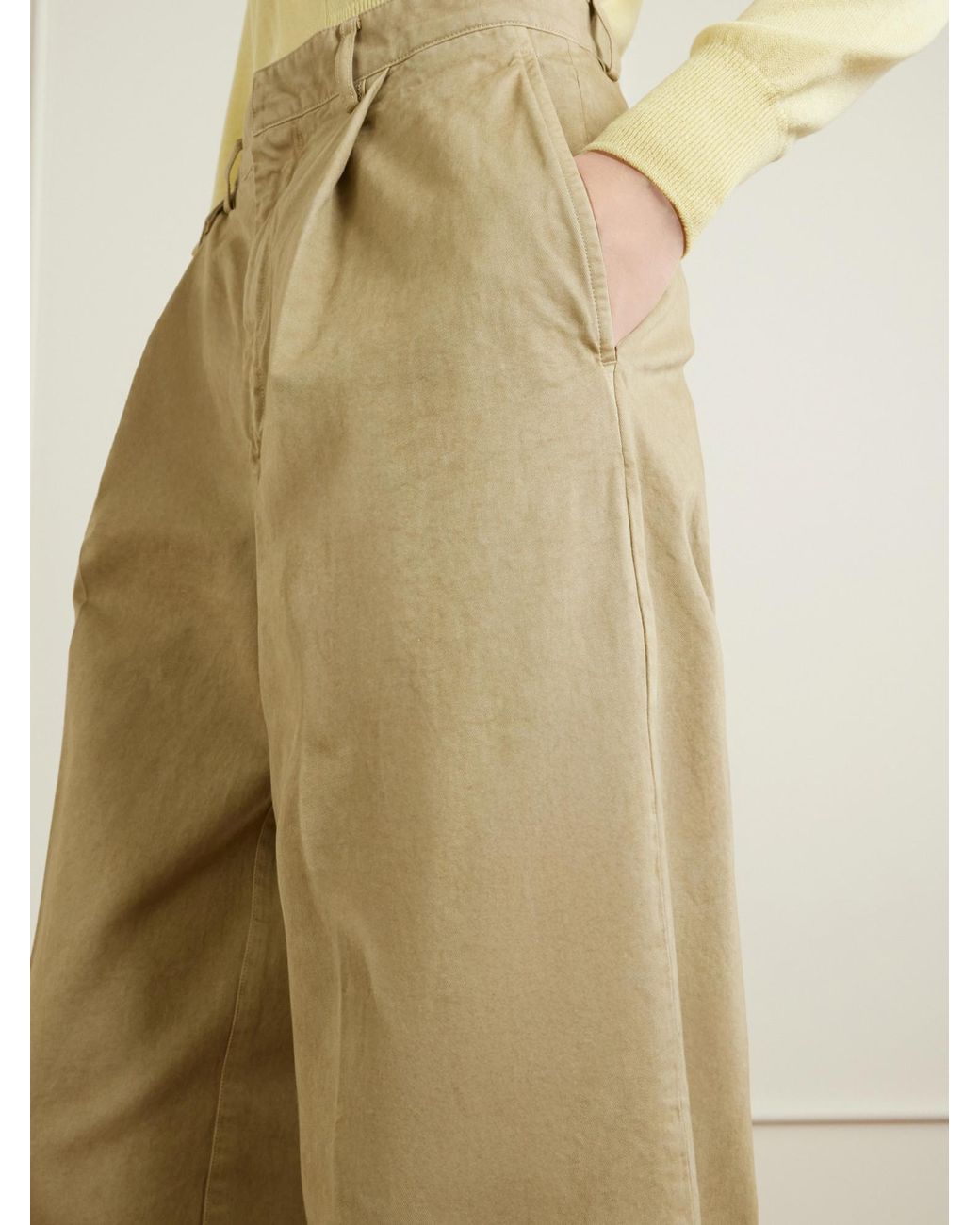 Auralee Natural Finx Wide-Leg Pants