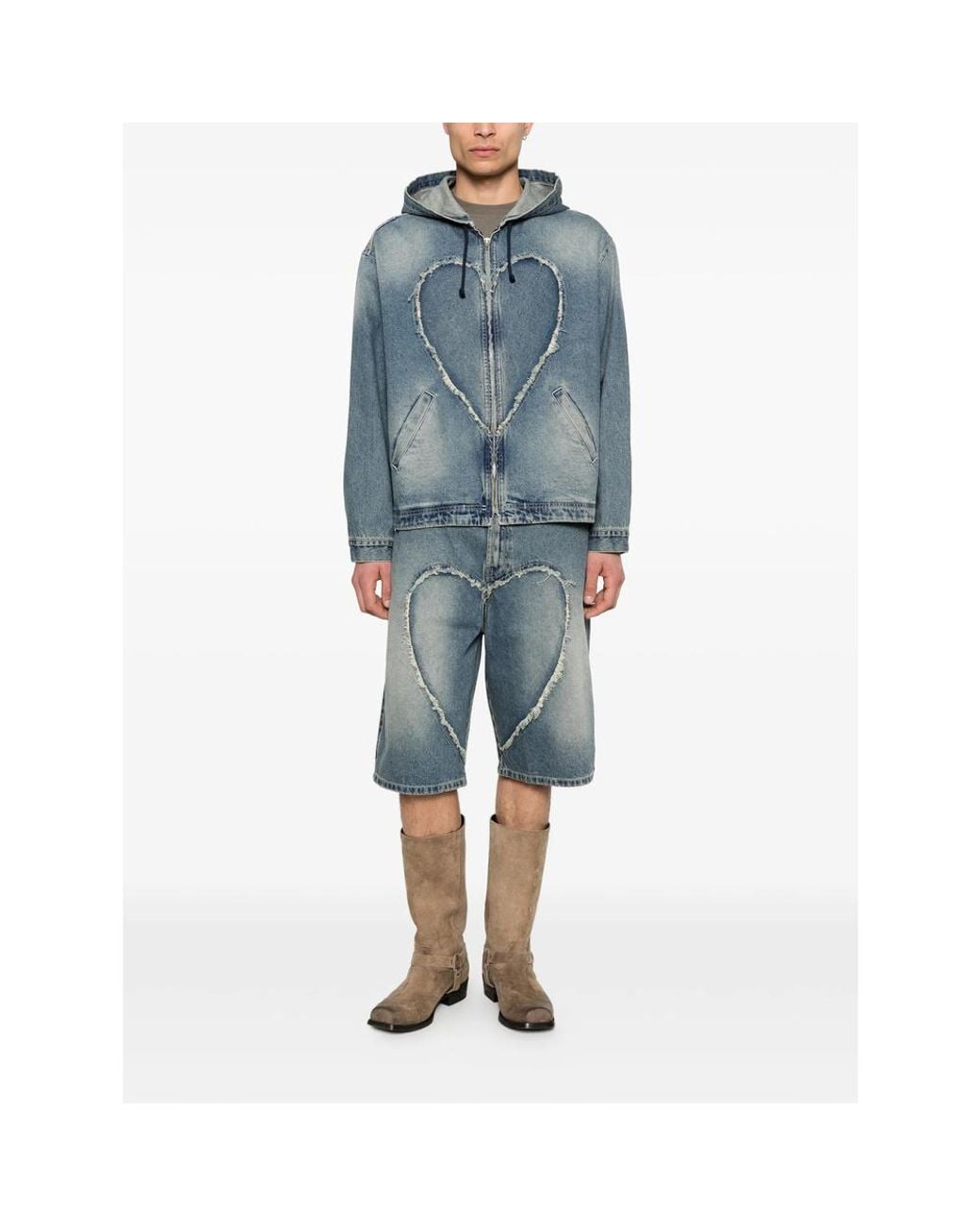 Carne Bollente Blue Hooded Denim Jacket for men