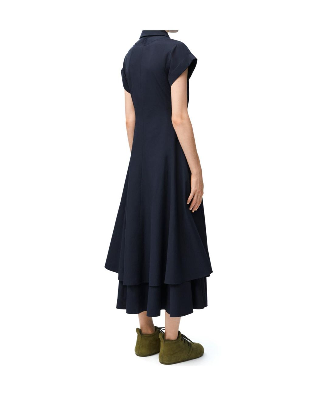 Loewe Blue Ruffle Detailed Midi Dress