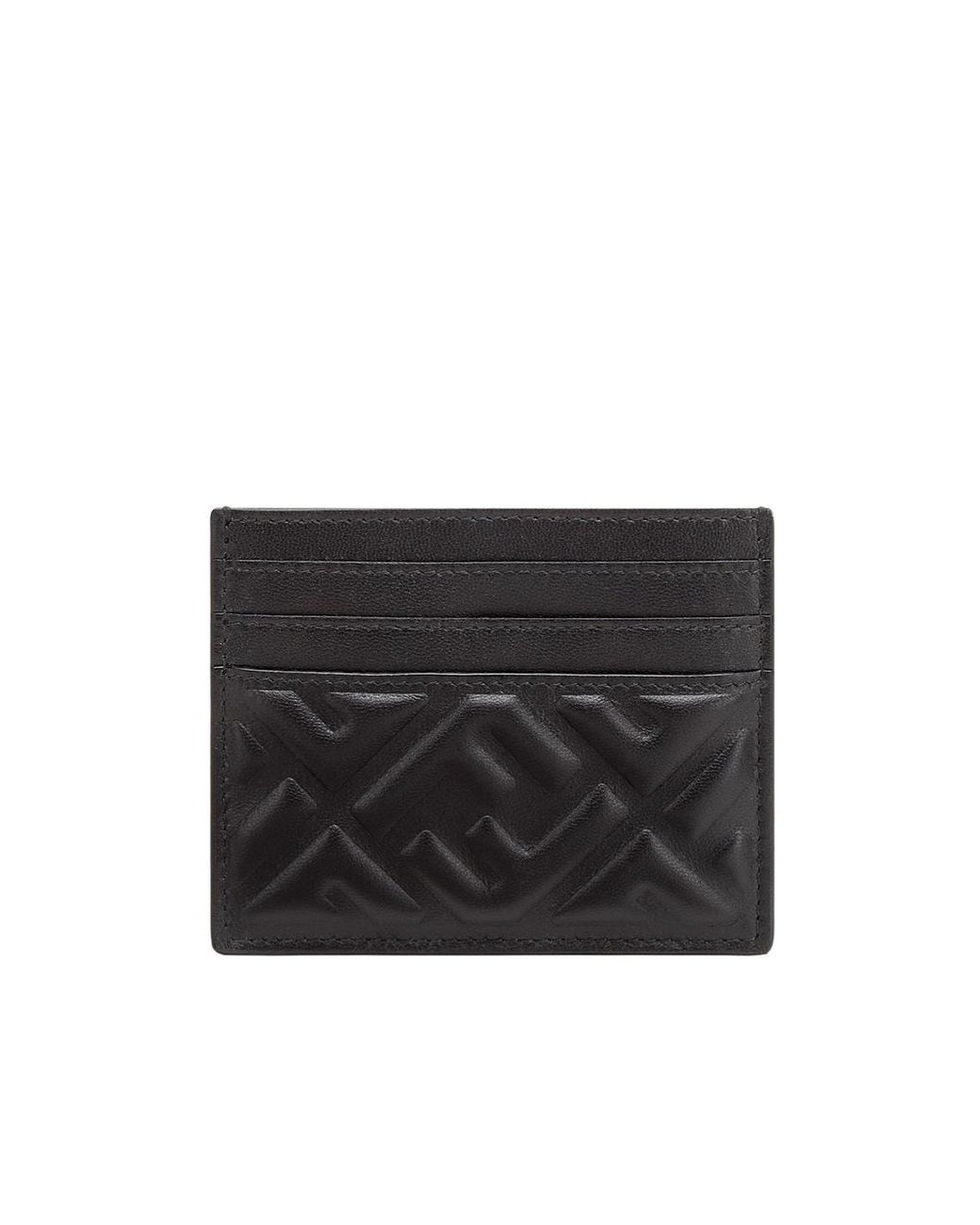 Fendi Black Baguette Ff Embossed Card Case