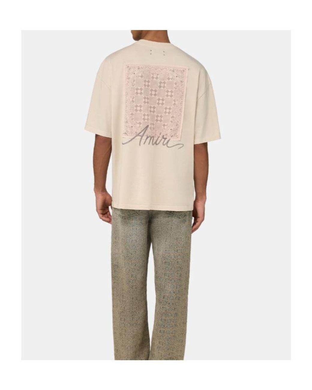 Amiri Natural Logo Lace Panel T-Shirt for men